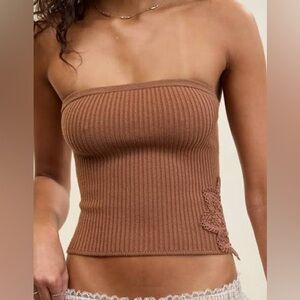 NWT Aerie brown ribbed tube top size S